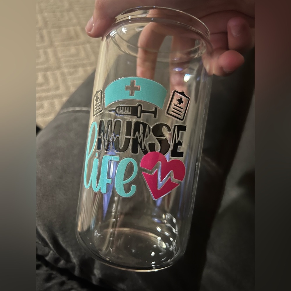 #7 nurse life glass cup!